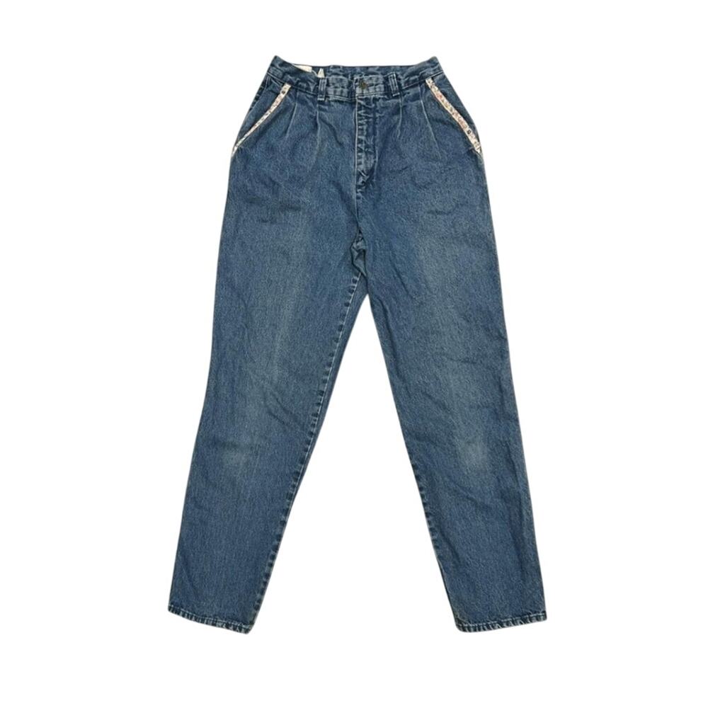 ★ Northern Reflections (Vintage) High-Waisted Blue Jeans w/ Floral Pockets ★
